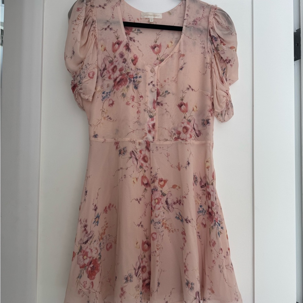 LoveShackFancy Floral Puff Sleeve Mini Dress - Size S